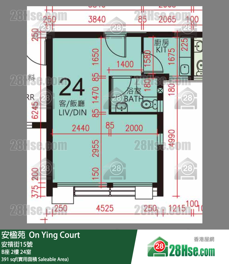 安楹苑 B座2樓 24室 平面圖