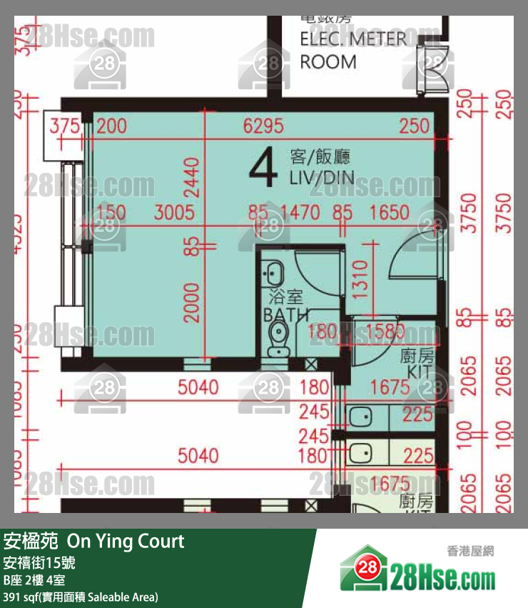 安楹苑 B座2樓 4室 平面圖