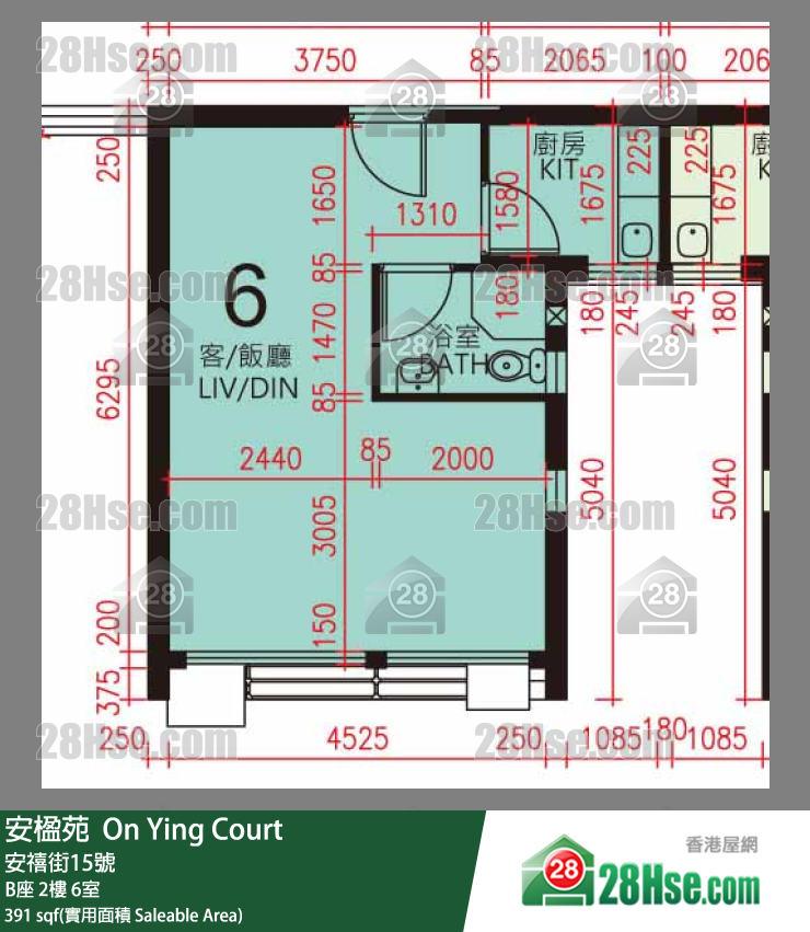 安楹苑 B座2樓 6室 平面圖