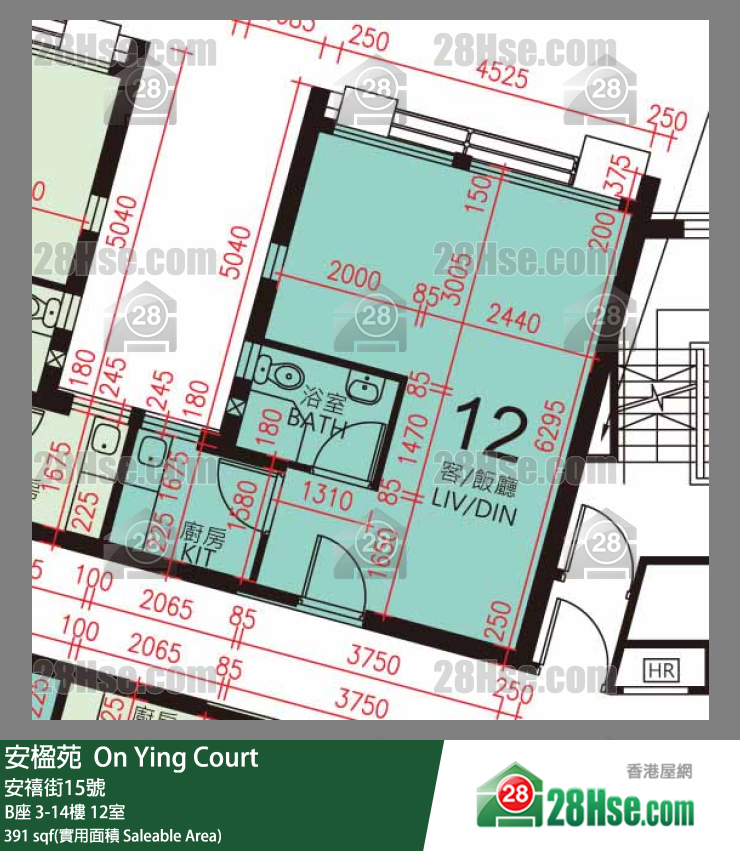 安楹苑 B座8樓 12室 平面圖