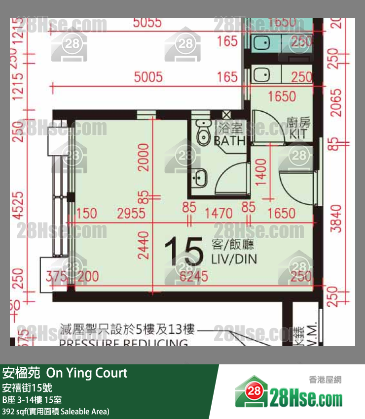安楹苑 B座4樓 15室 平面圖