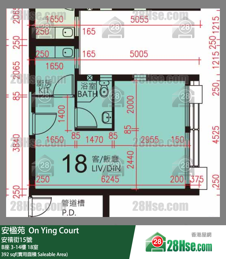 安楹苑 B座4樓 18室 平面圖