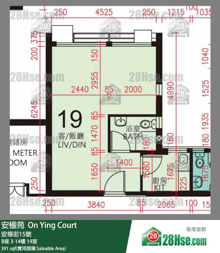 安楹苑 B座9樓 19室 平面圖