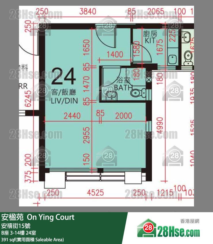 安楹苑 B座7樓 24室 平面圖