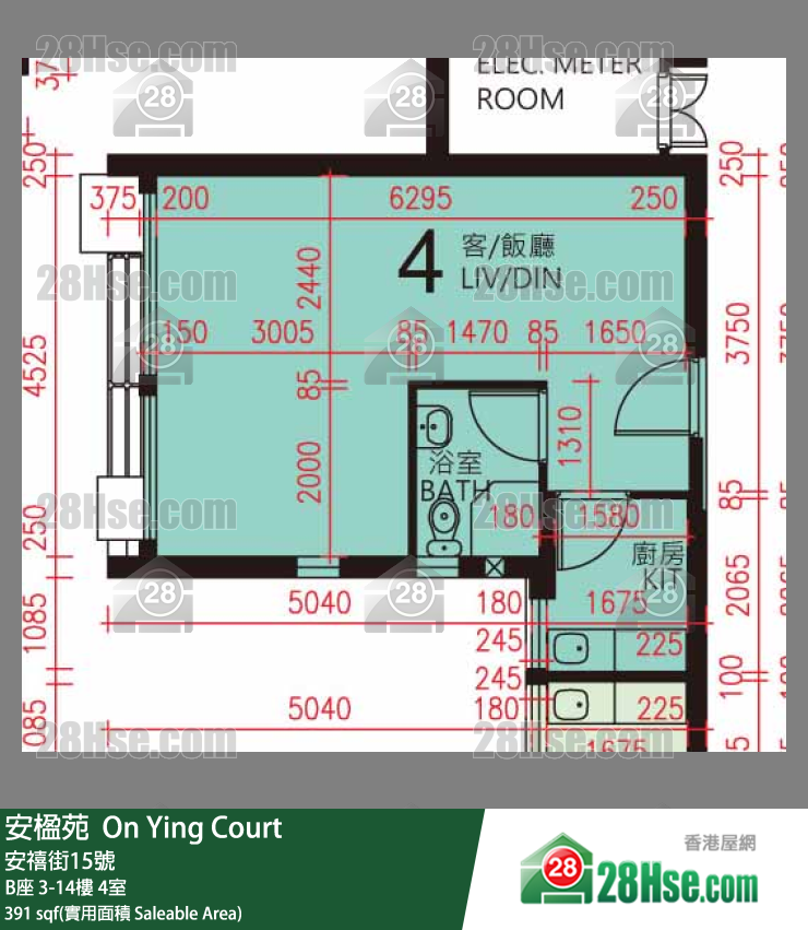 安楹苑 B座4樓 4室 平面圖