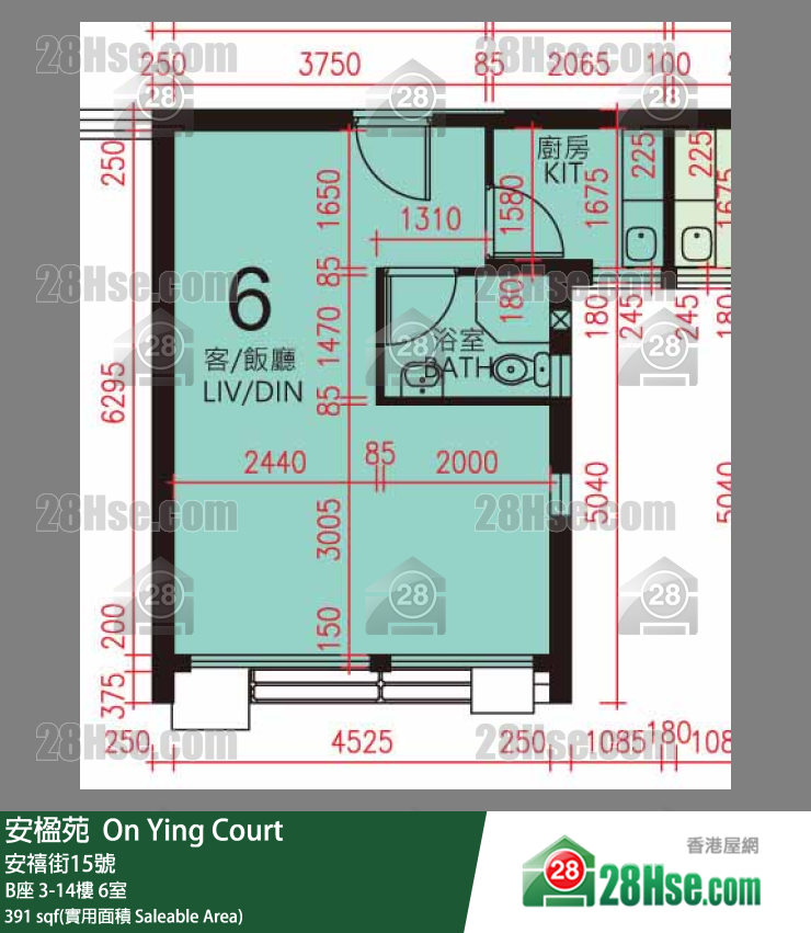 安楹苑 B座11樓 6室 平面圖