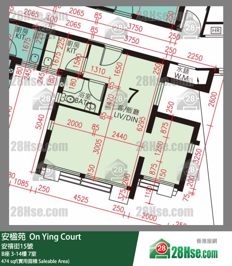 安楹苑 B座14樓 7室 平面圖