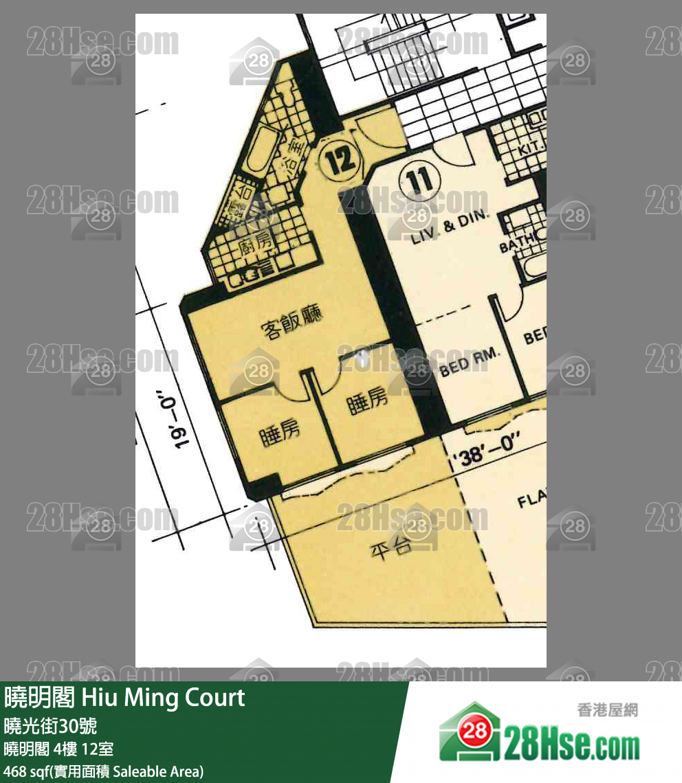 曉明閣 曉明閣 4樓 12室 平面圖