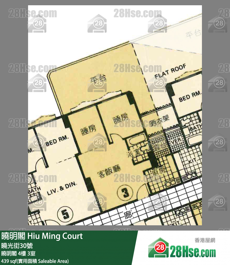 晓明阁 晓明阁4楼 3室 平面图