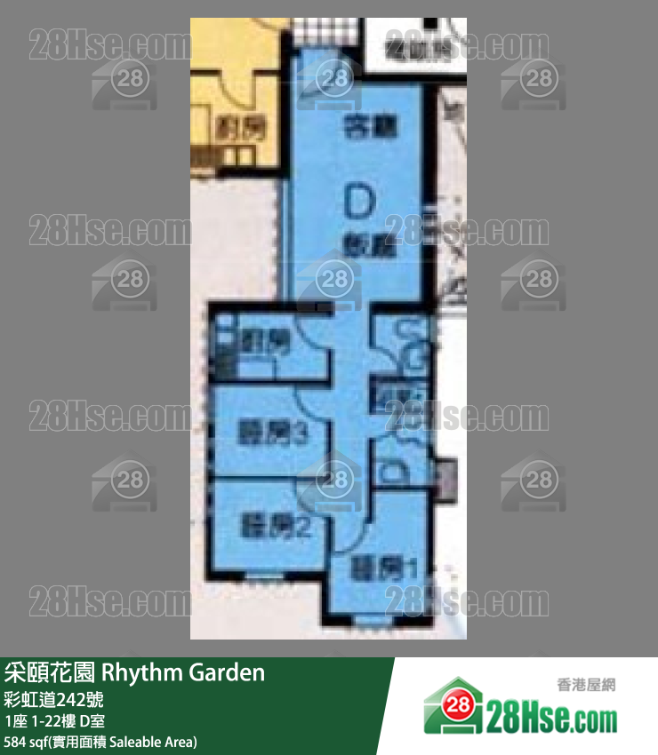 采颐花园 1座 3楼 D室 平面图