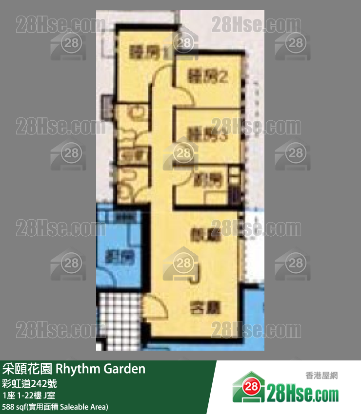 采頤花園 1座2樓 J室 平面圖