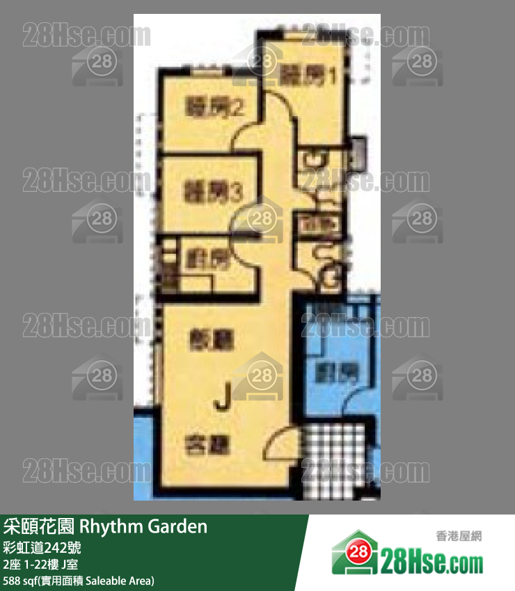 采頤花園 2座 16樓 J室 平面圖