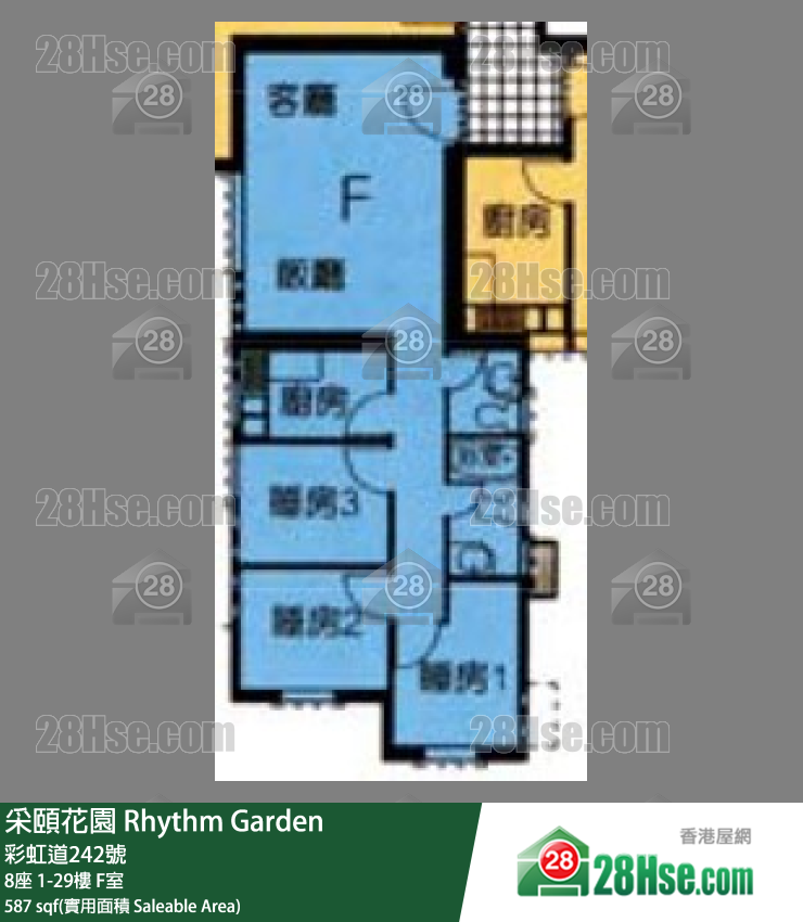 采頤花園 8座22樓 F室 平面圖