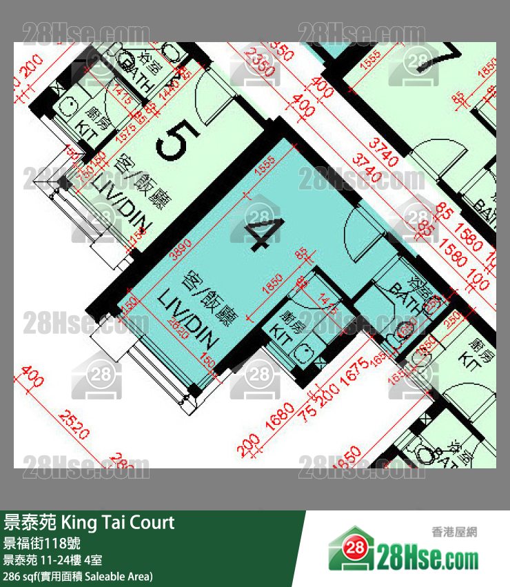 景泰苑 景泰苑 14樓 4室 平面圖