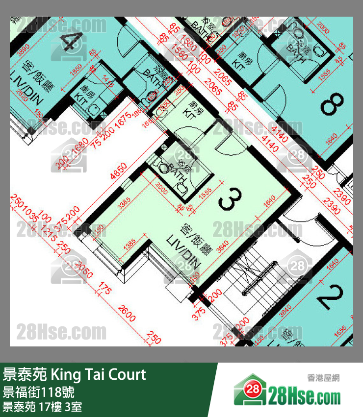 景泰苑 景泰苑17樓 3室 平面圖