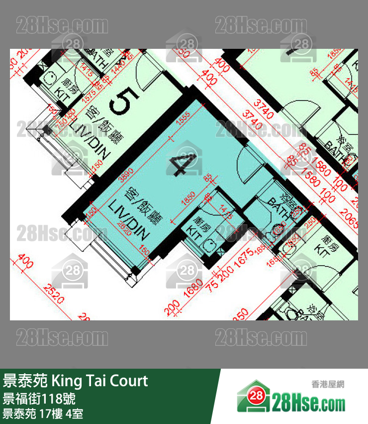 景泰苑 景泰苑17楼 4室 平面图