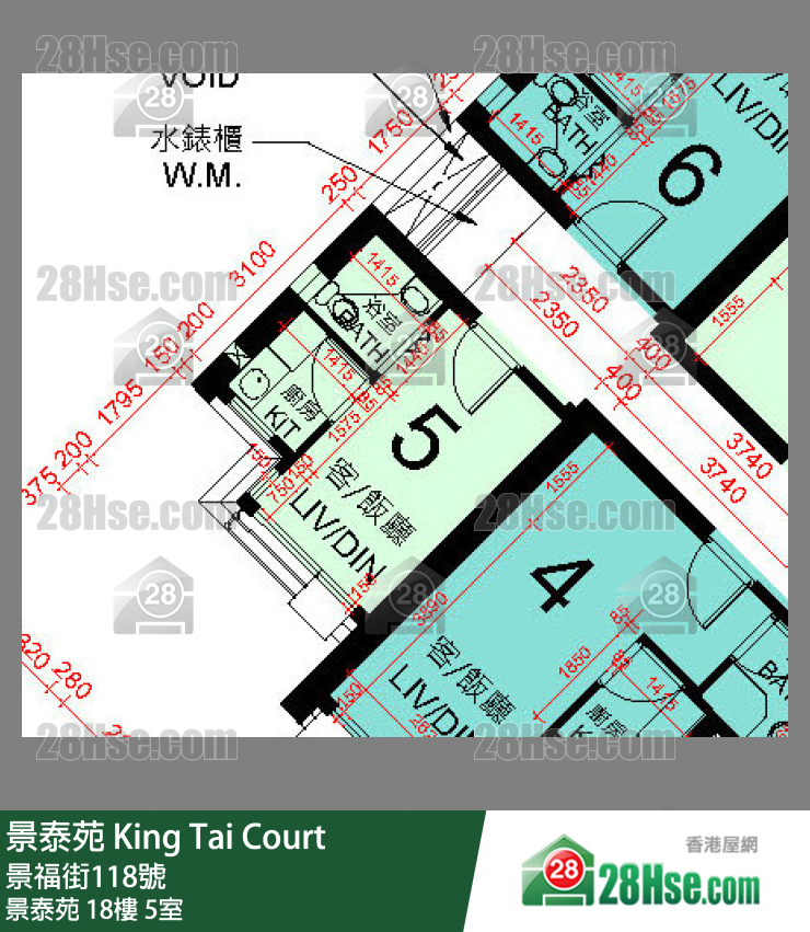 景泰苑 景泰苑18樓 5室 平面圖