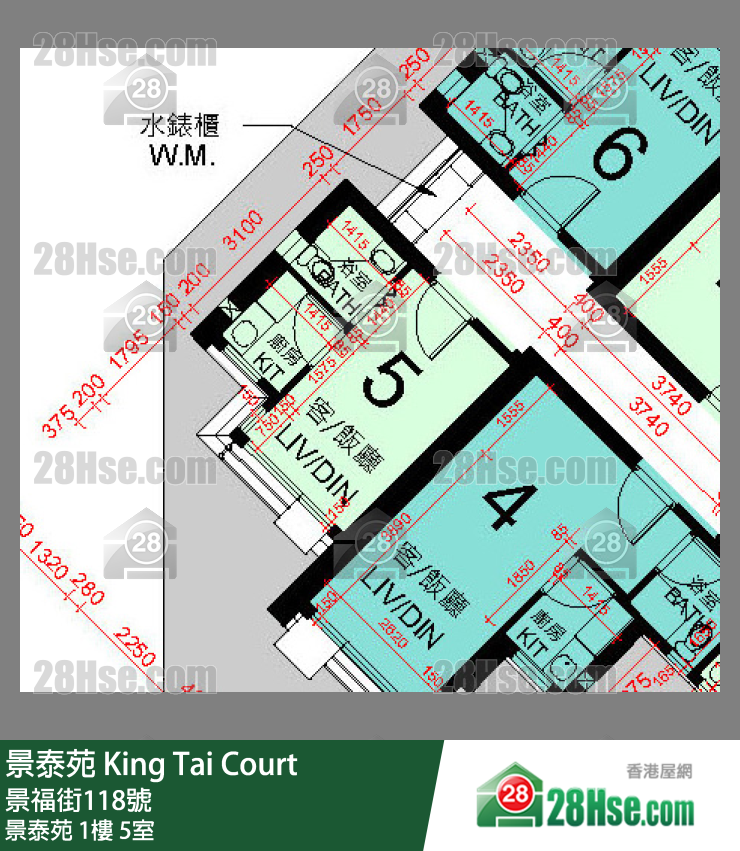 景泰苑 景泰苑1楼 5室 平面图