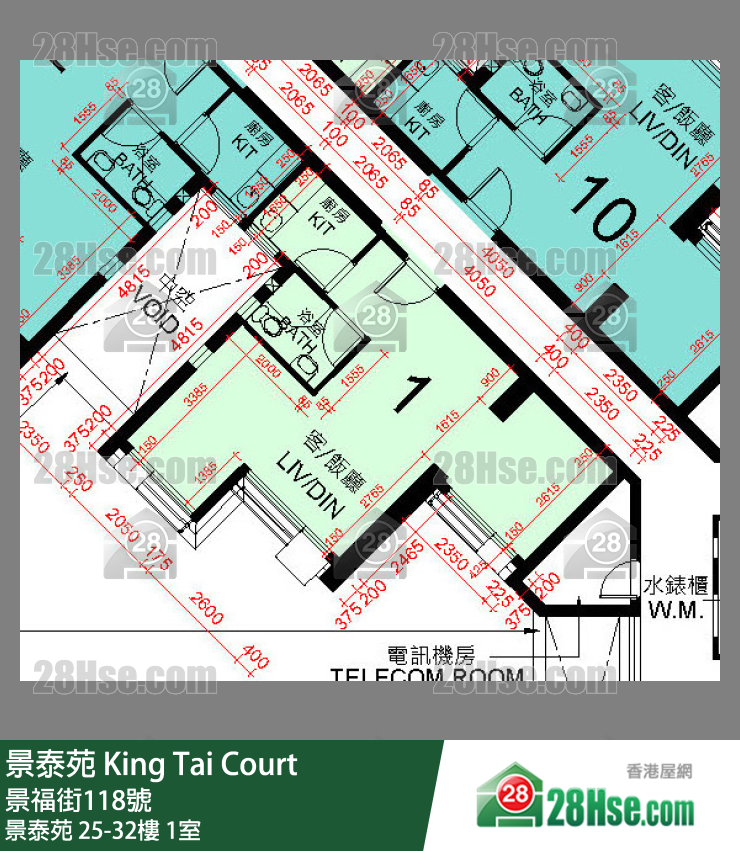 景泰苑 景泰苑26樓 1室 平面圖