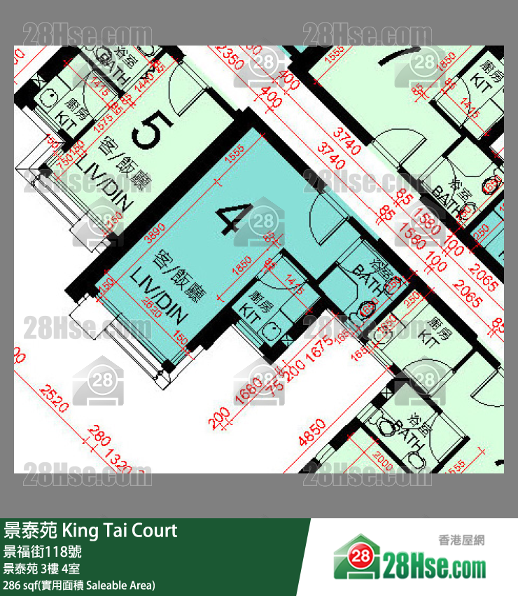 景泰苑 景泰苑 3樓 4室 平面圖