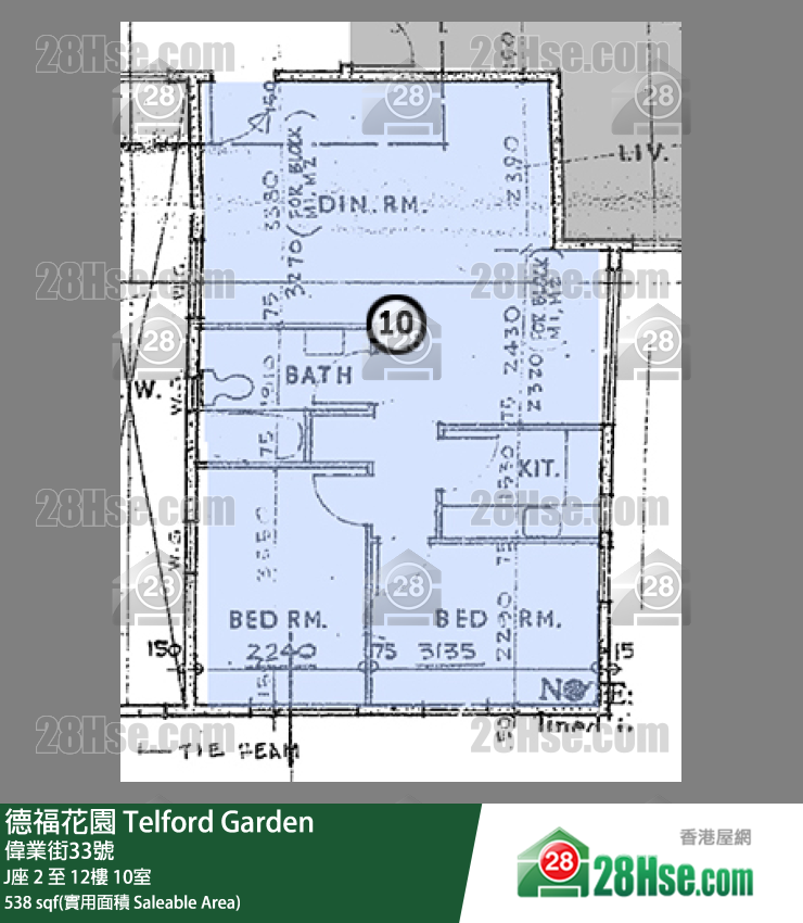 德福花園 J座10樓 10室 平面圖