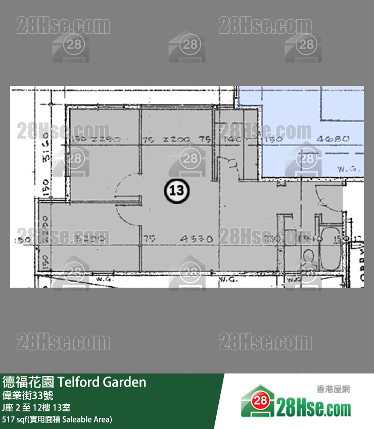 德福花園 J座11樓 13室 平面圖