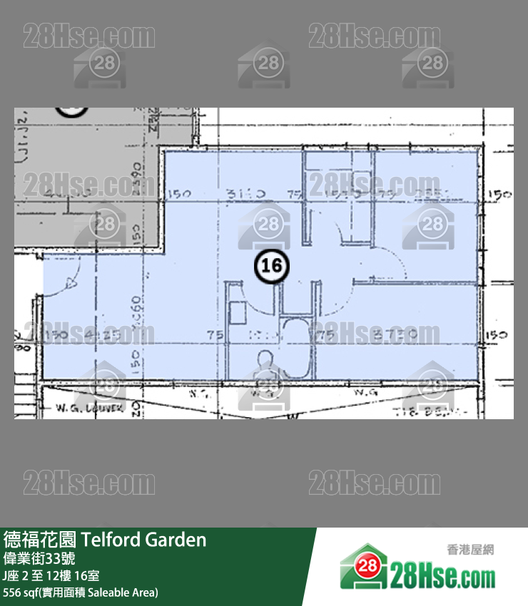 德福花園 J座9樓 16室 平面圖