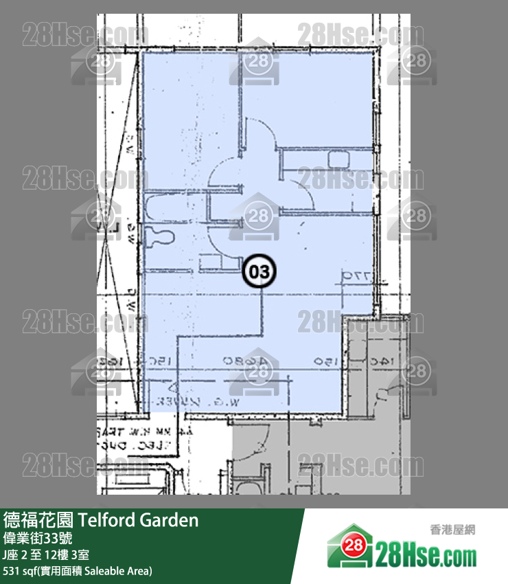 德福花園 J座8樓 3室 平面圖