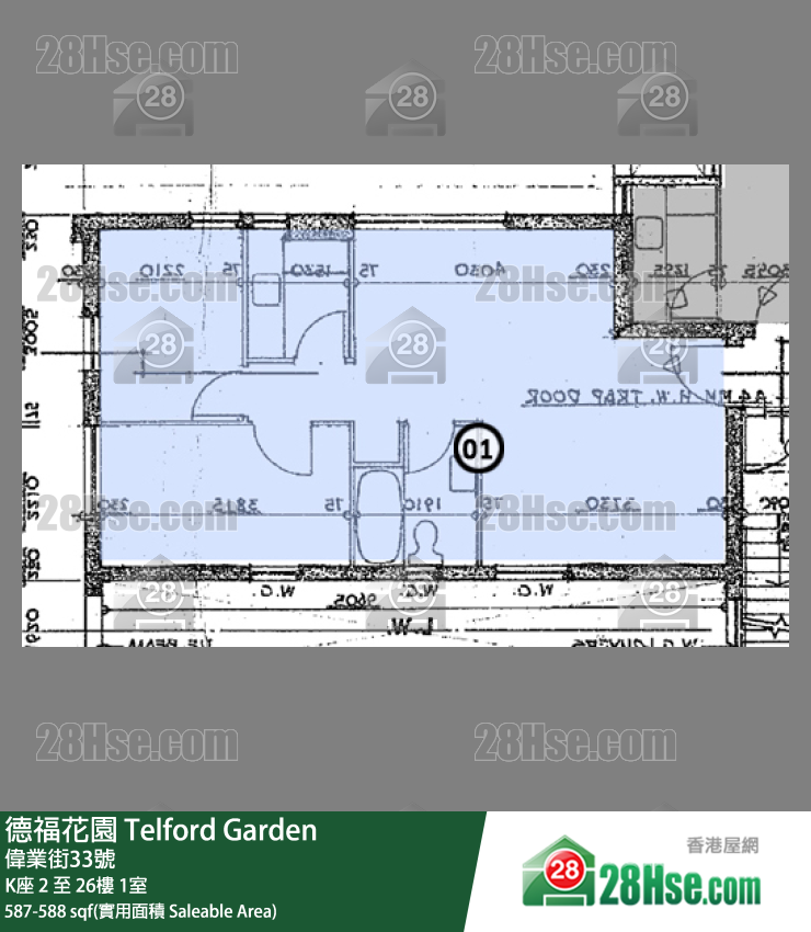 德福花園 K座21樓 1室 平面圖