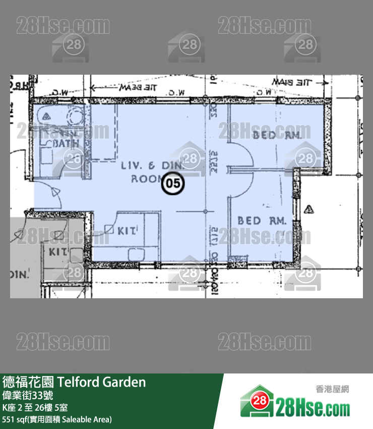 德福花園 K座4樓 5室 平面圖