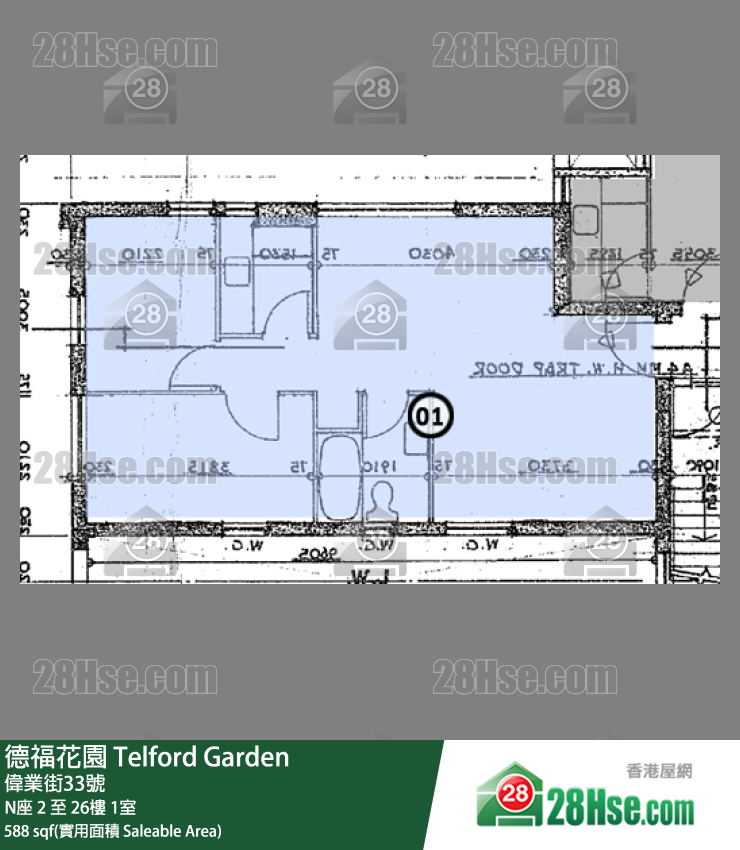 德福花園 N座 25樓 1室 平面圖
