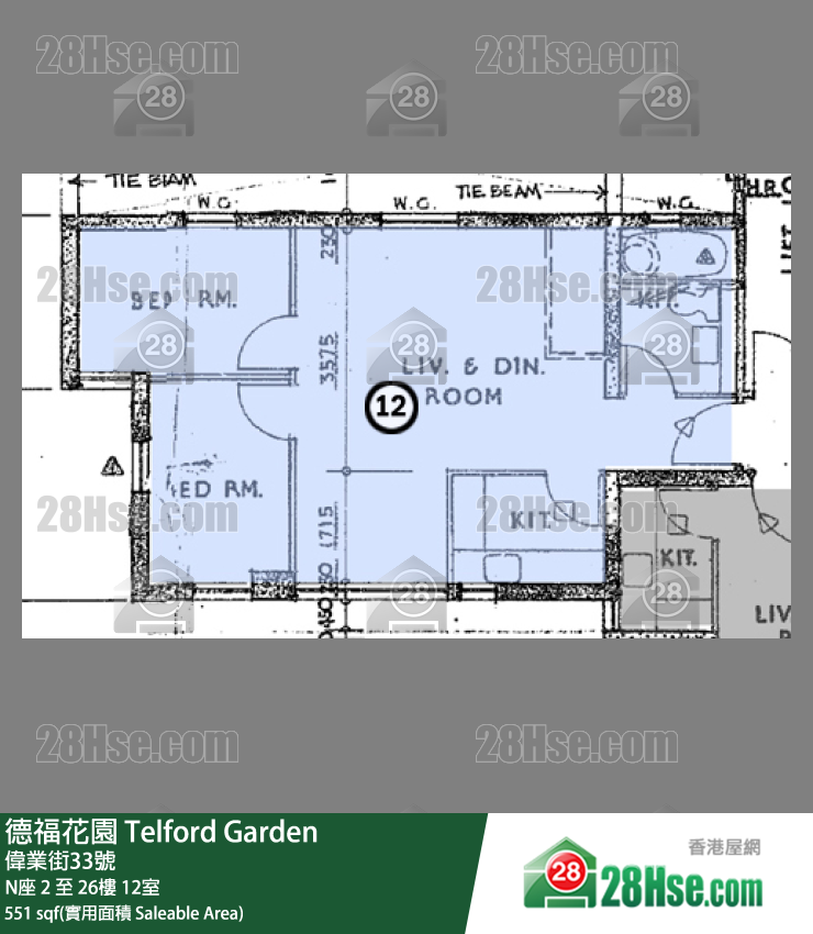 德福花園 N座22樓 12室 平面圖