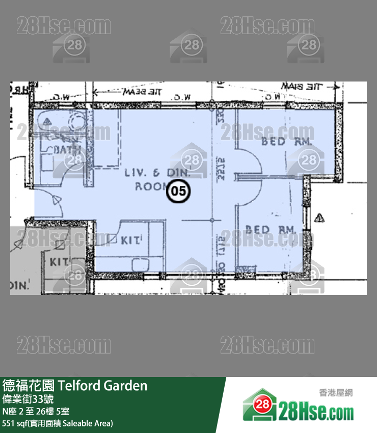 德福花園 N座17樓 5室 平面圖