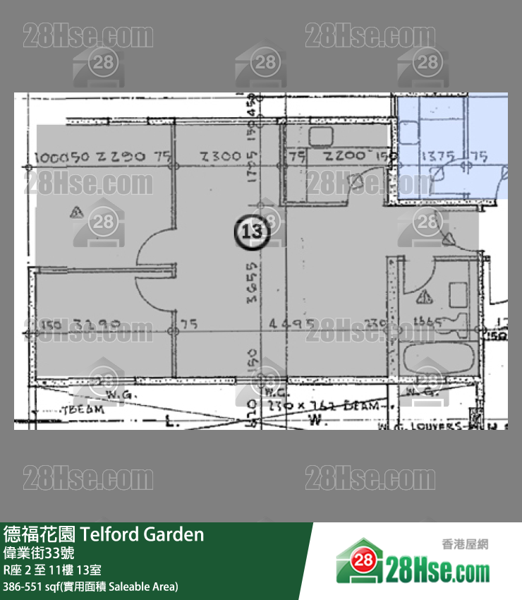 德福花園 R座11樓 13室 平面圖