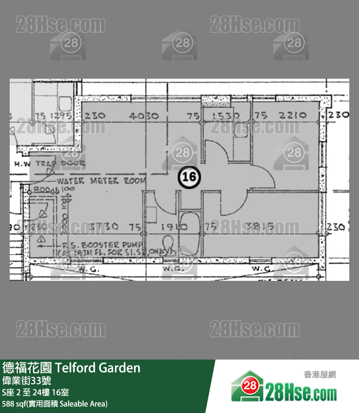 德福花園 S座11樓 16室 平面圖