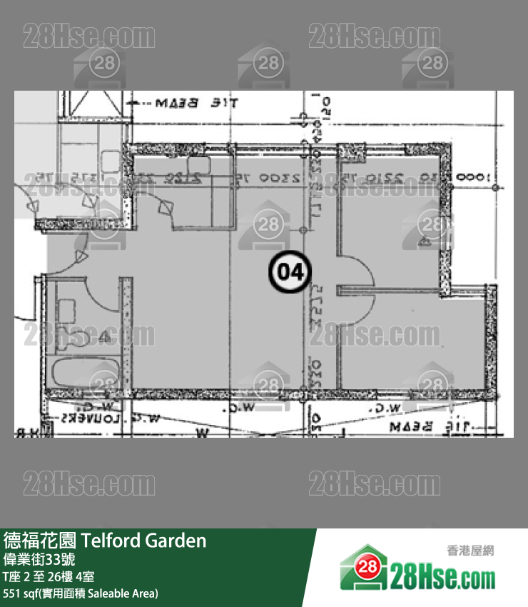 德福花園 T座3樓 4室 平面圖