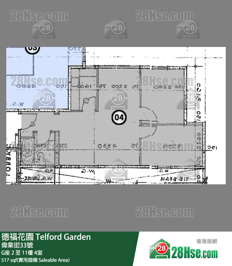 德福花園 G座11樓 4室 平面圖
