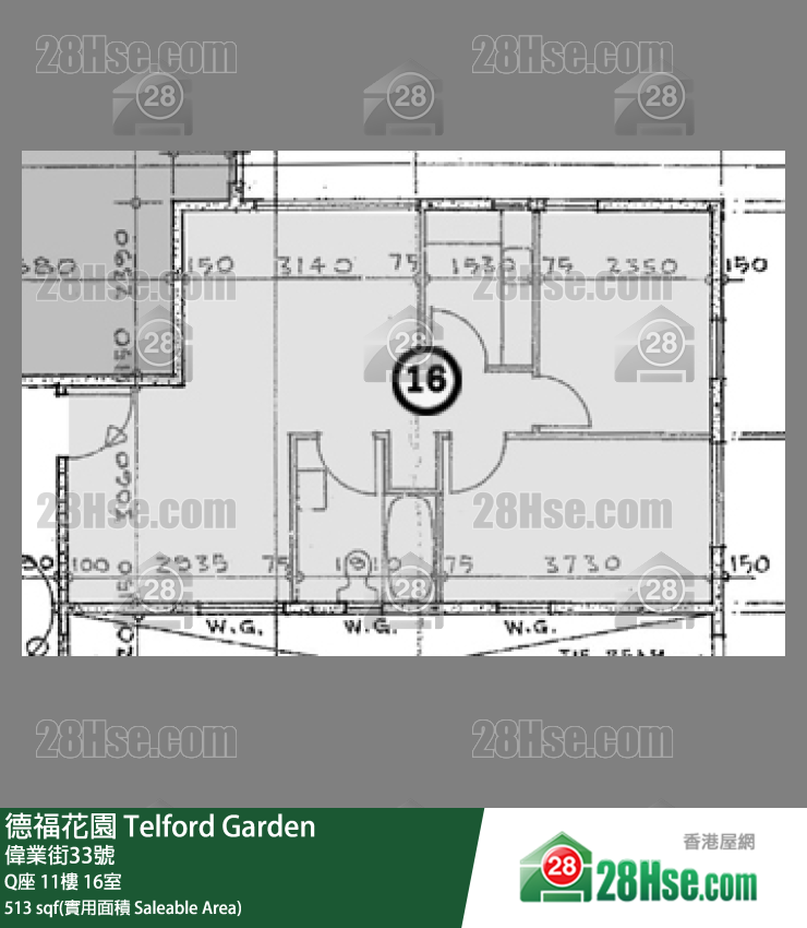 德福花園 Q座 11樓 16室 平面圖
