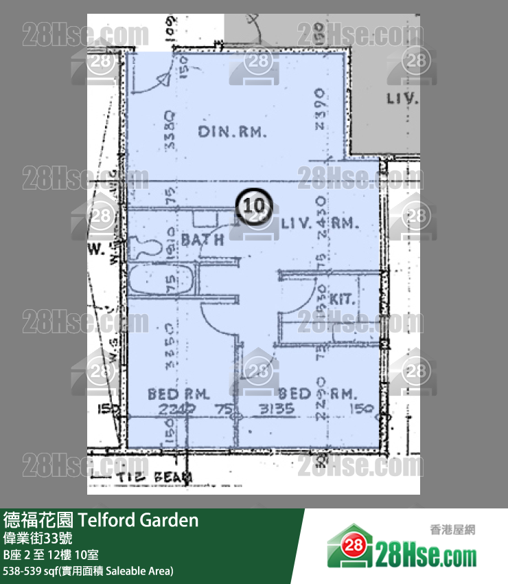 德福花園 B座2樓 10室 平面圖