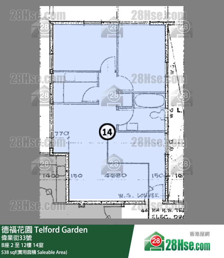 德福花園 B座9樓 14室 平面圖