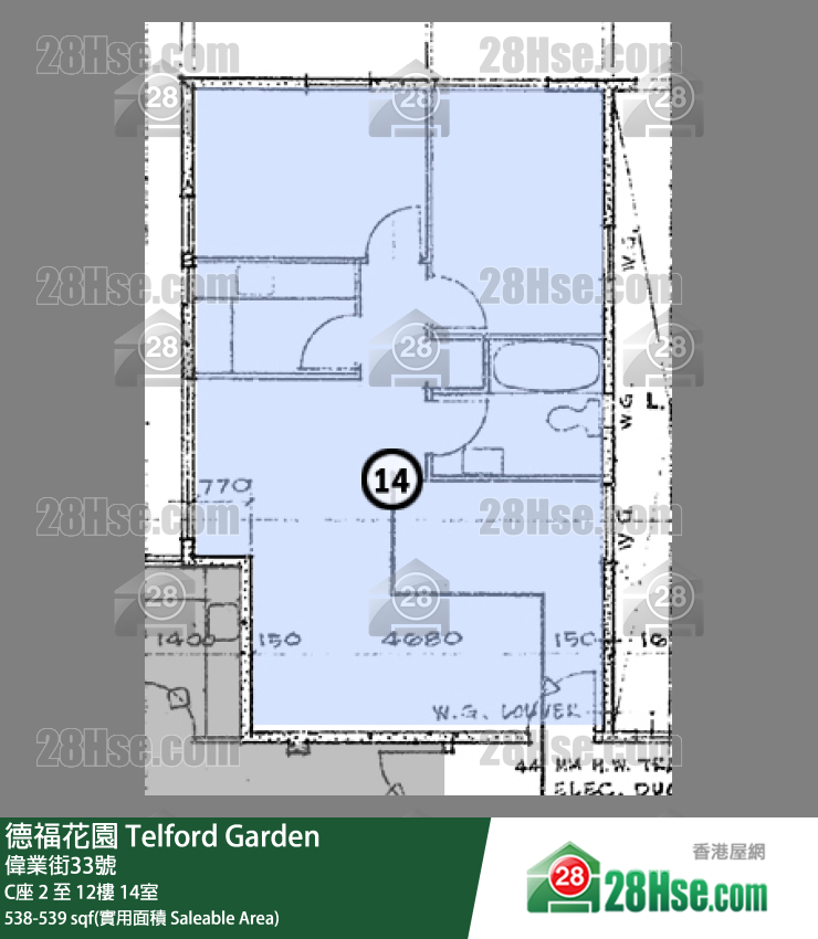 德福花園 C座3樓 14室 平面圖