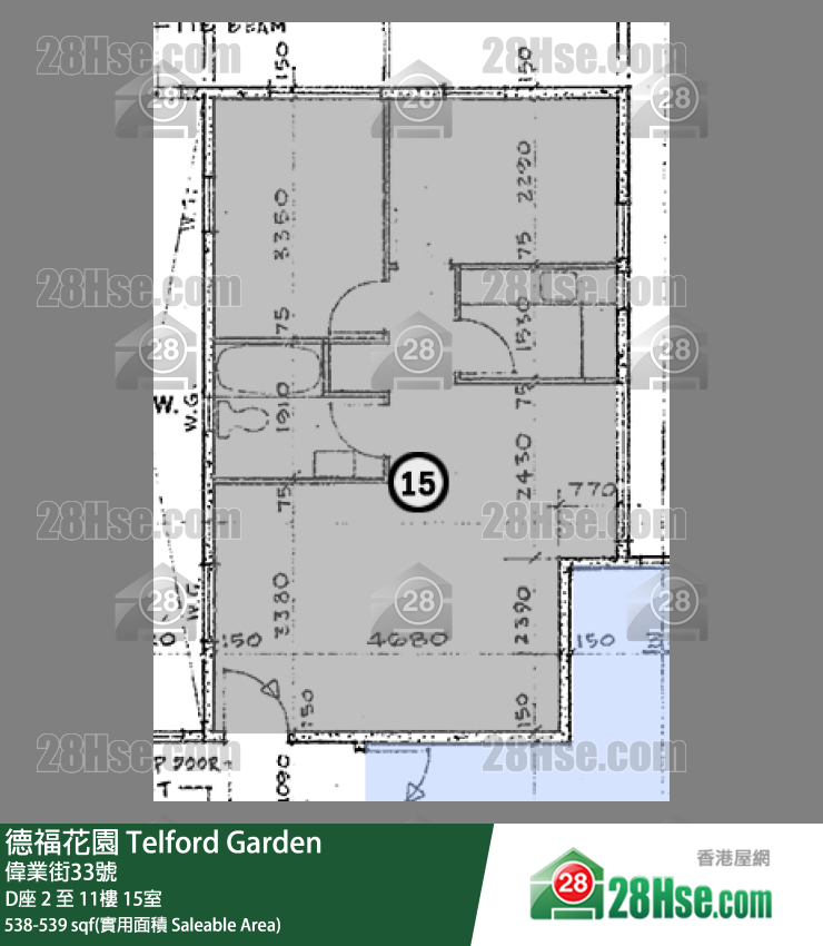 德福花園 D座 7樓 15室 平面圖