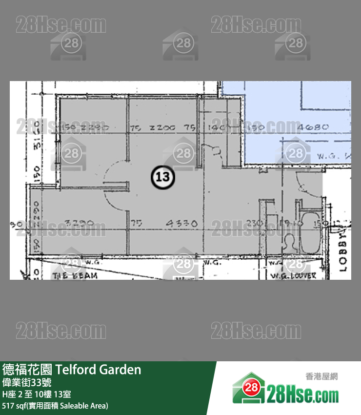 德福花園 H座2樓 13室 平面圖
