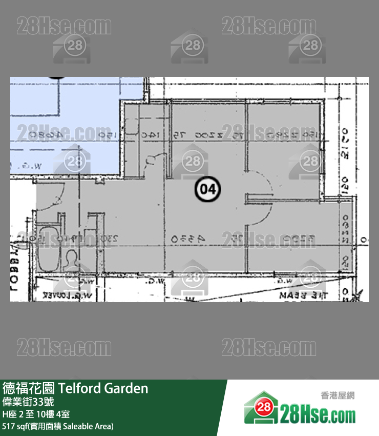 德福花園 H座8樓 4室 平面圖