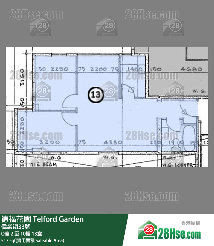 德福花園 O座3樓 13室 平面圖
