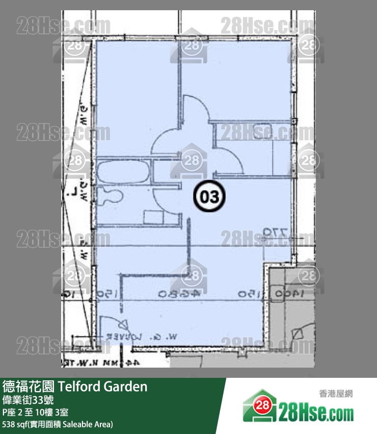 德福花園 P座10樓 3室 平面圖