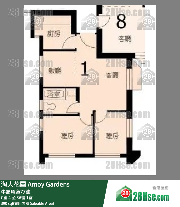 淘大花園 C座 8樓 1室 平面圖