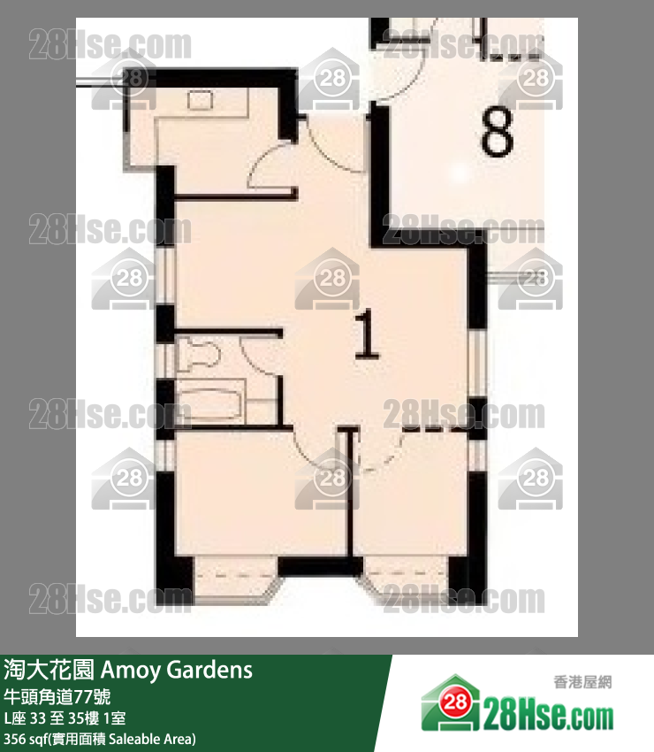 淘大花園 L座35樓 1室 平面圖