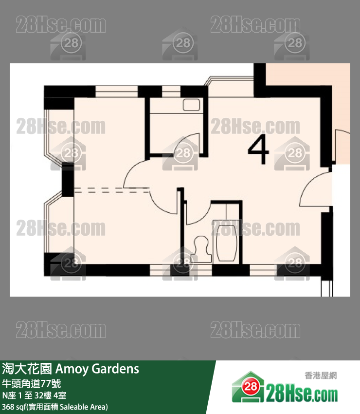 淘大花園 N座 3樓 4室 平面圖