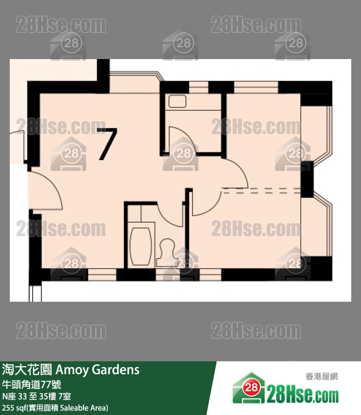 淘大花園 N座33樓 7室 平面圖